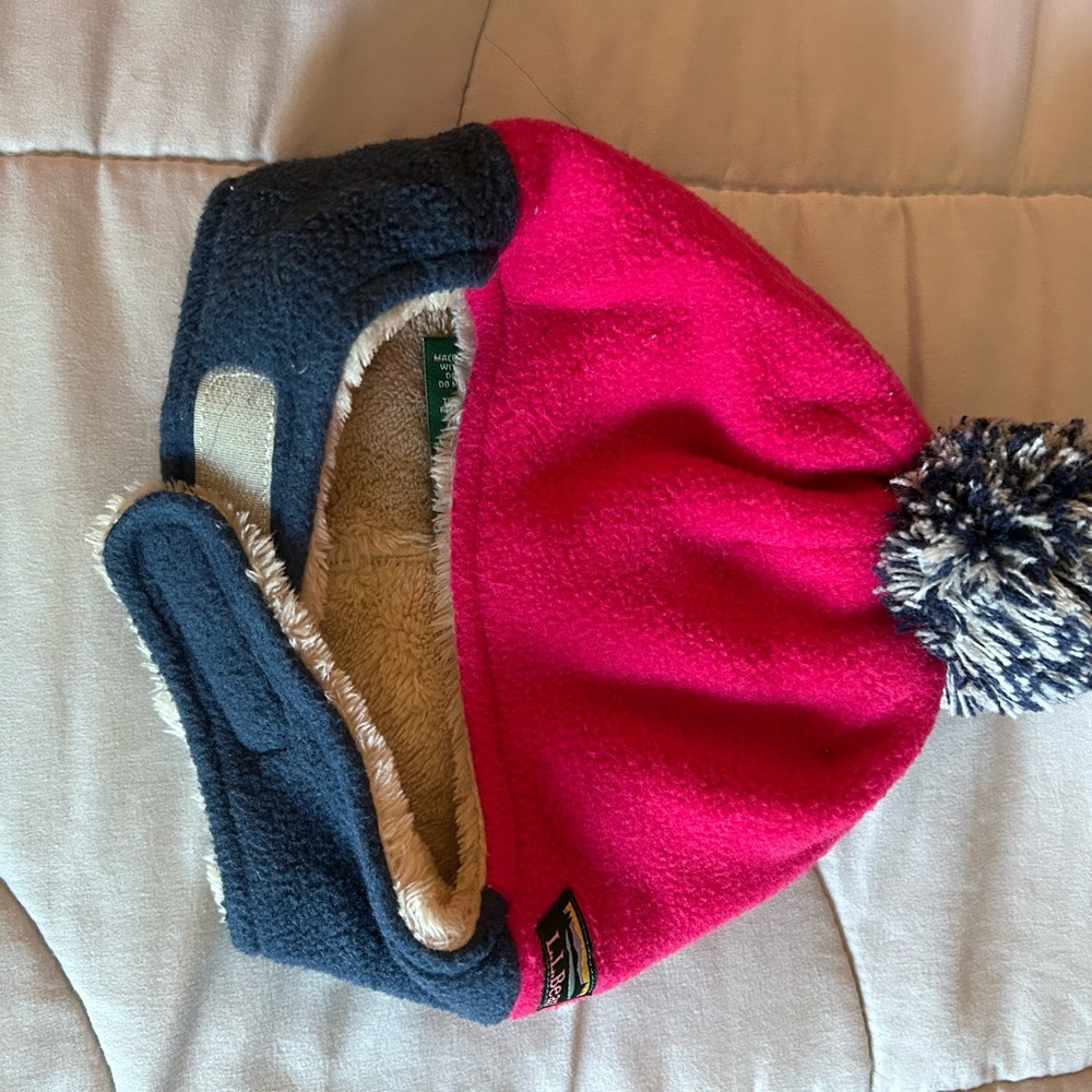 L.L. Bean Pink and Blue Knit Winter Hat
